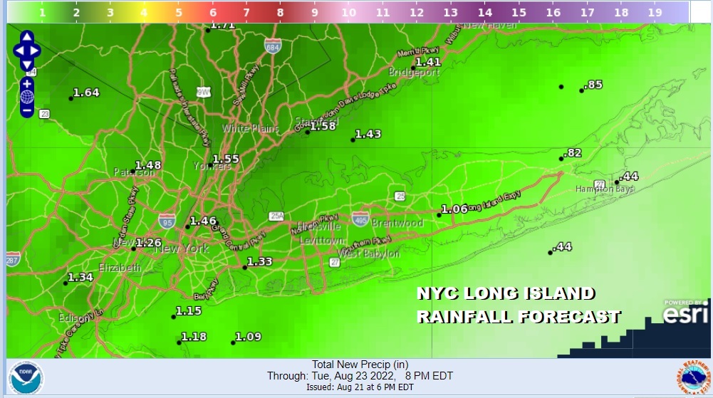 Rainfall Forecast Amouts Through Tuesday NYC Long Island, What You Can
